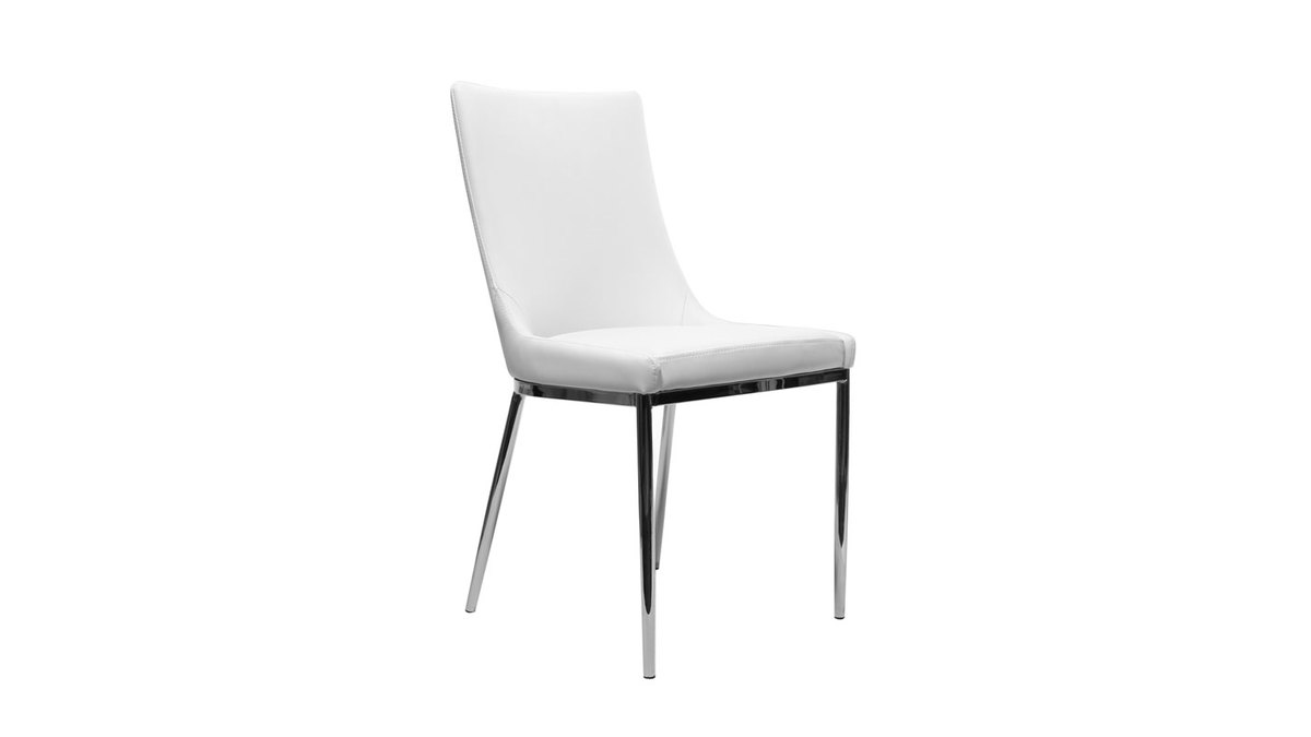 Gruppo di 2 sedie design poliuretano bianco e acciaio cromato IRA