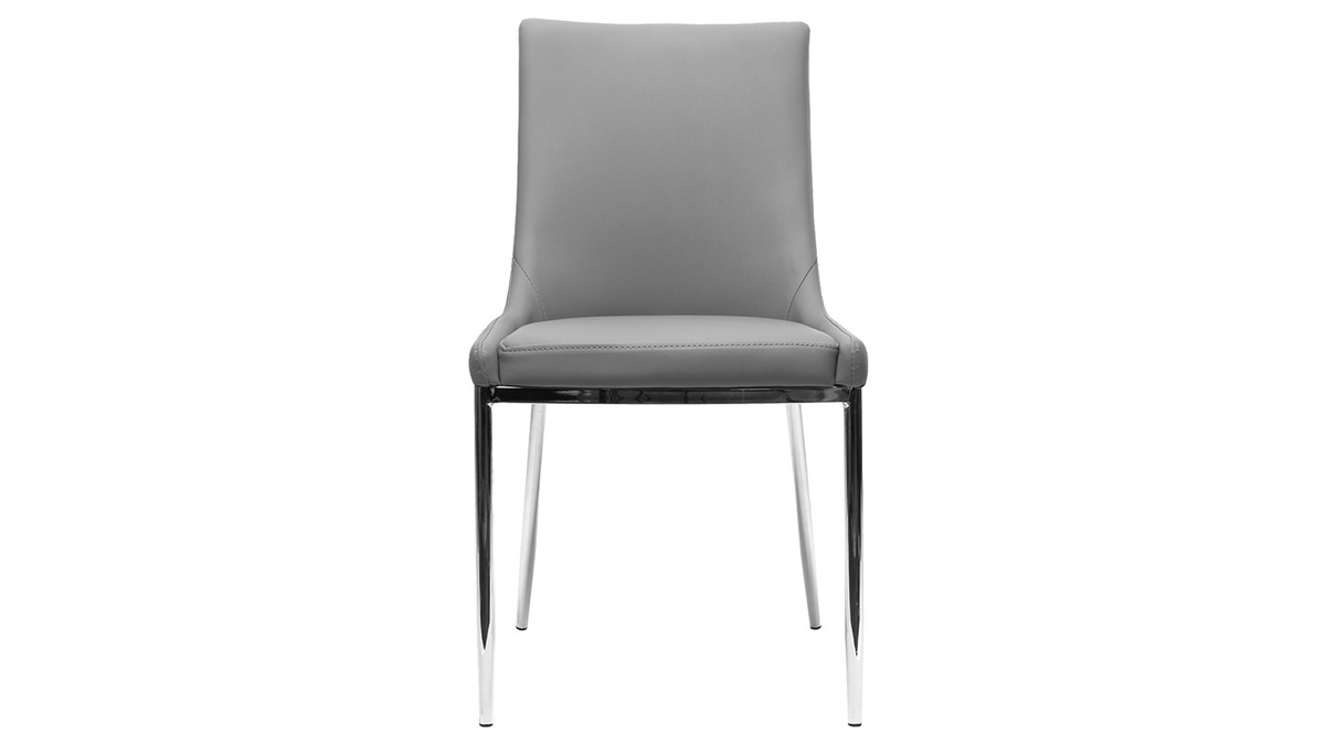 Gruppo di 2 sedie design poliuretano grigio e acciaio cromato IRA