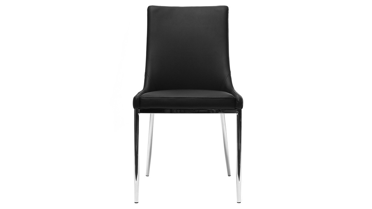 Gruppo di 2 sedie design poliuretano nero e acciaio cromato IRA