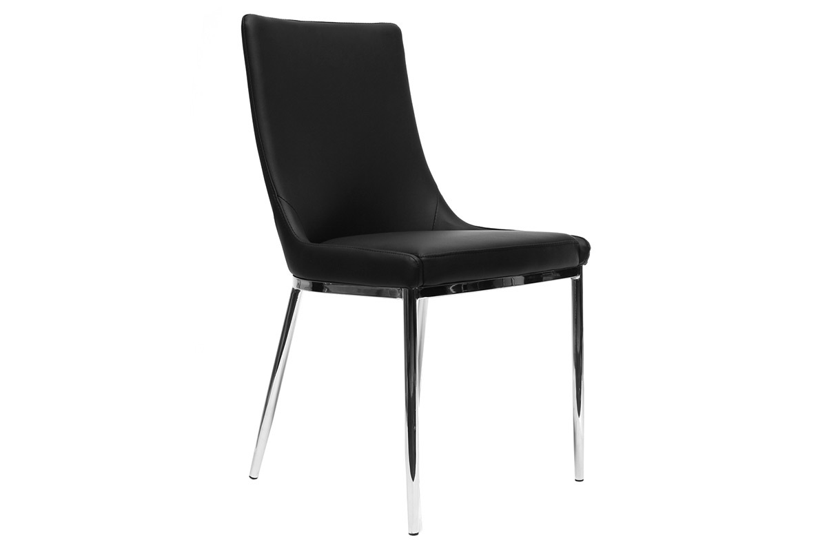 Gruppo di 2 sedie design poliuretano nero e acciaio cromato IRA