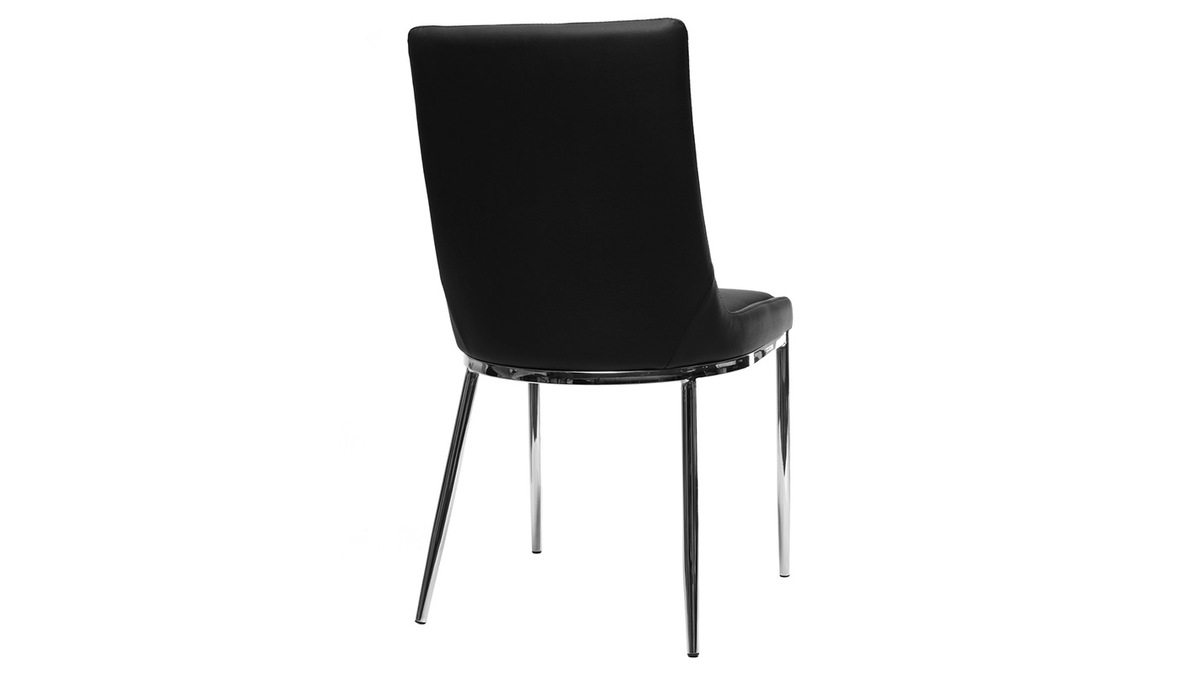 Gruppo di 2 sedie design poliuretano nero e acciaio cromato IRA