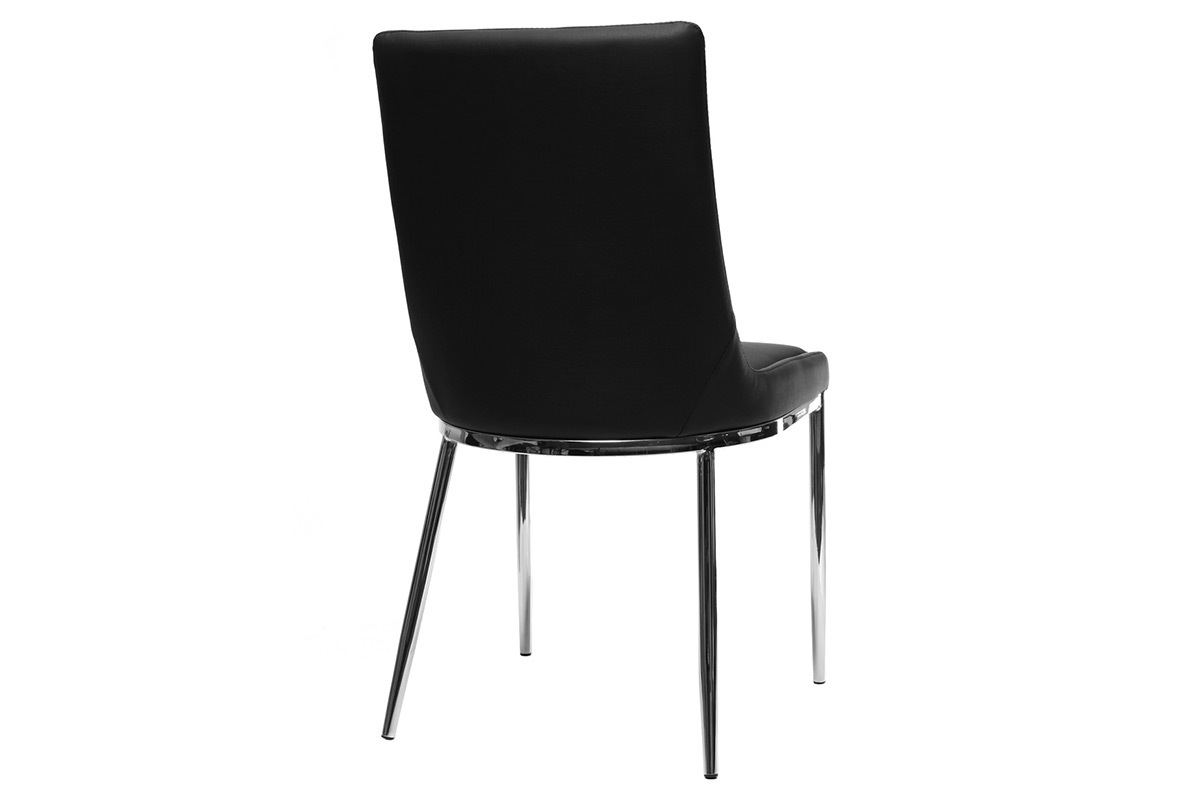 Gruppo di 2 sedie design poliuretano nero e acciaio cromato IRA