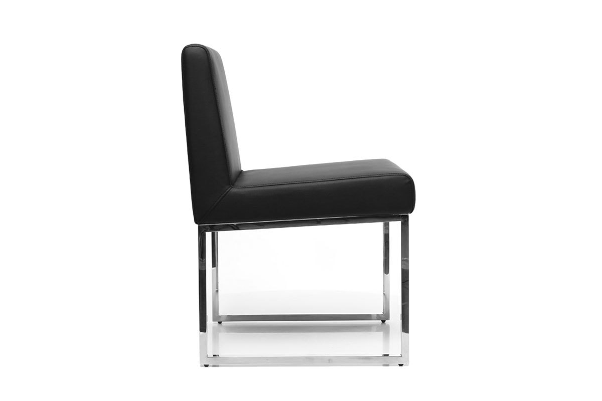 Gruppo di 2 sedie design poliuretano nero e acciaio cromato JUNIA