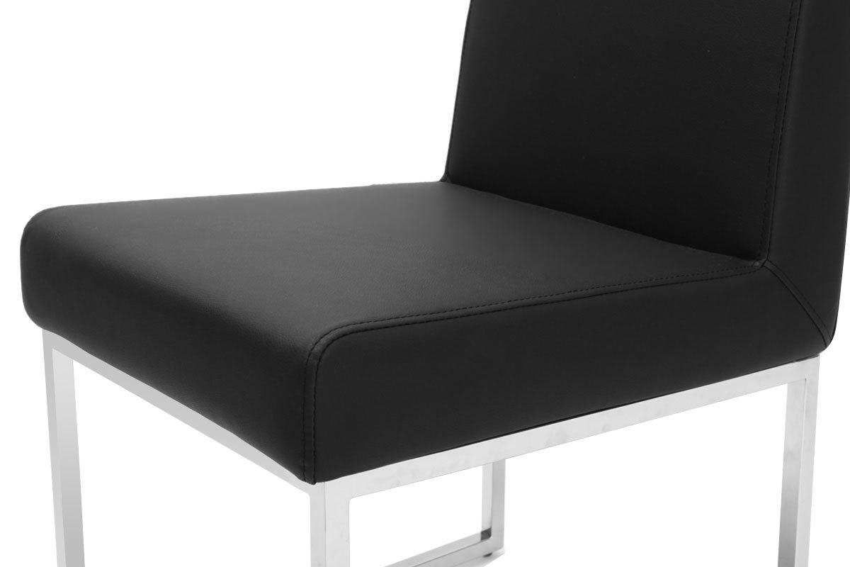 Gruppo di 2 sedie design poliuretano nero e acciaio cromato JUNIA