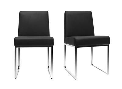 Gruppo di 2 sedie design poliuretano nero e acciaio cromato JUNIA - Gruppo di 2 sedie design poliuretano nero e acciaio cromato JUNIA