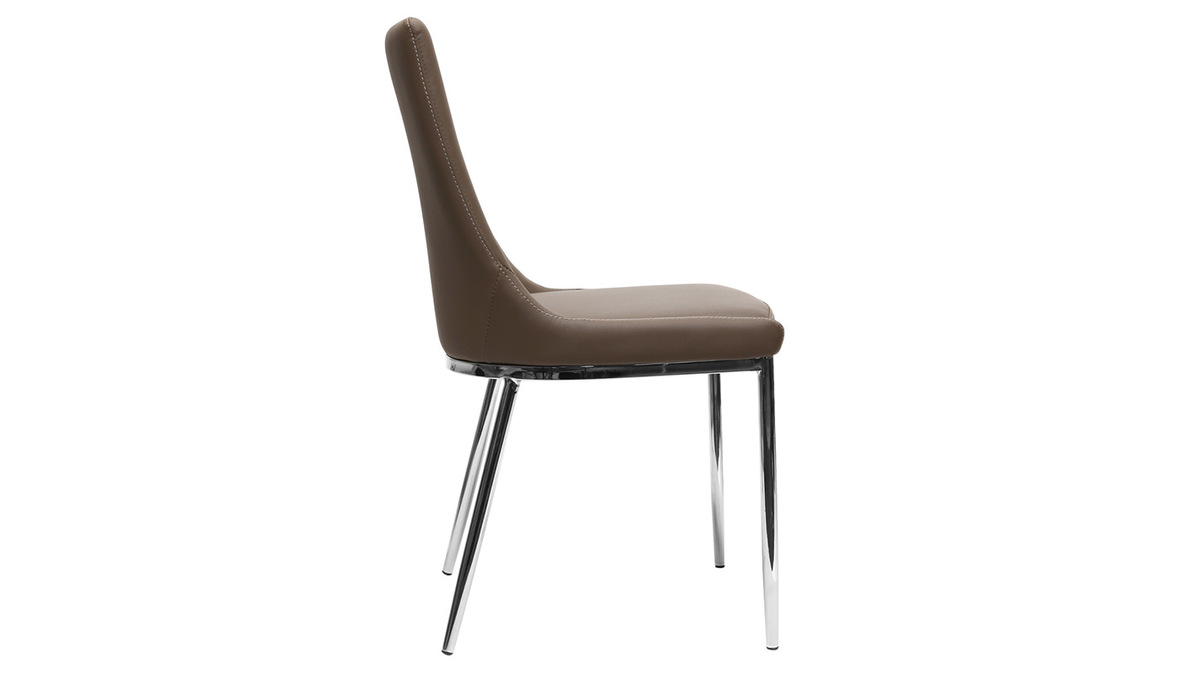 Gruppo di 2 sedie design poliuretano talpa e acciaio cromato IRA