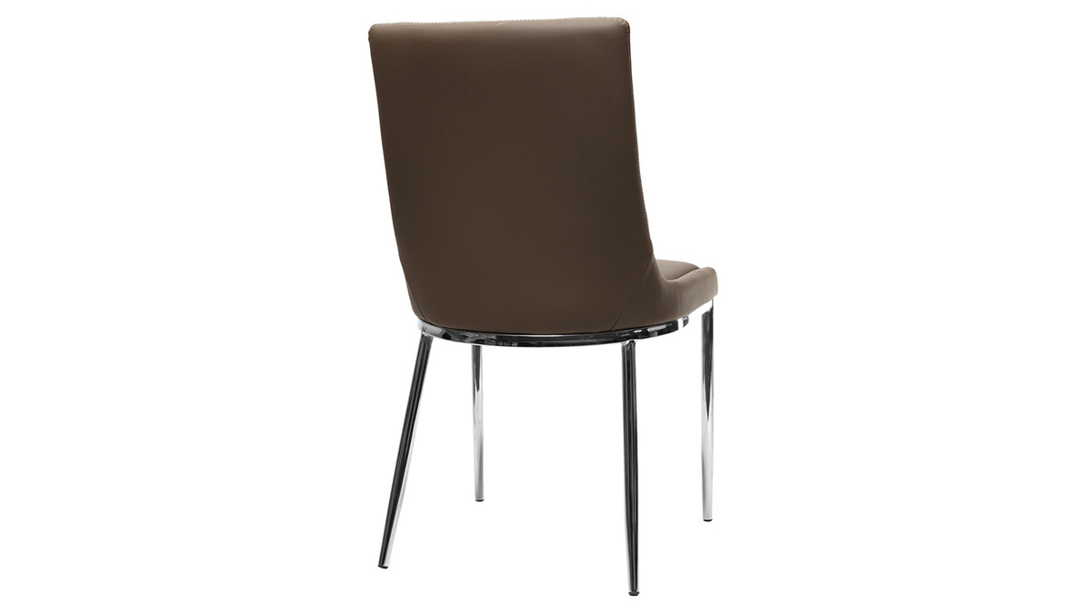 Gruppo di 2 sedie design poliuretano talpa e acciaio cromato IRA