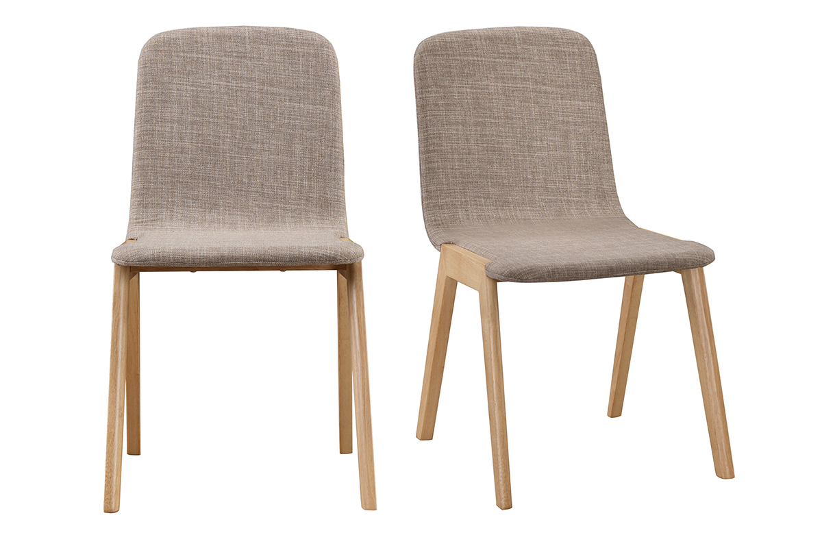 Gruppo di 2 sedie - hevea e tessuto grigio chiaro AVA