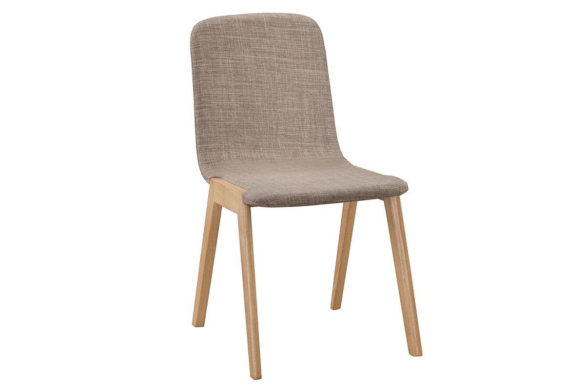 Gruppo di 2 sedie - hevea e tessuto grigio chiaro AVA