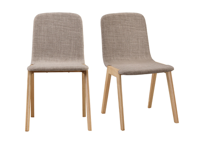 Gruppo di 2 sedie - hevea e tessuto grigio chiaro AVA