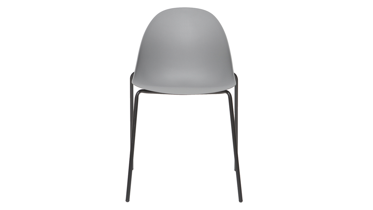 Gruppo di 2 sedie impilabili design grigie piedi metallo CONCHA