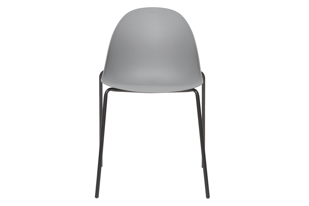 Gruppo di 2 sedie impilabili design grigie piedi metallo CONCHA