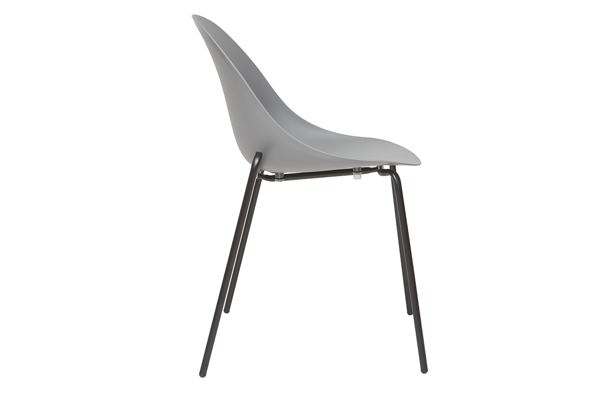 Gruppo di 2 sedie impilabili design grigie piedi metallo CONCHA