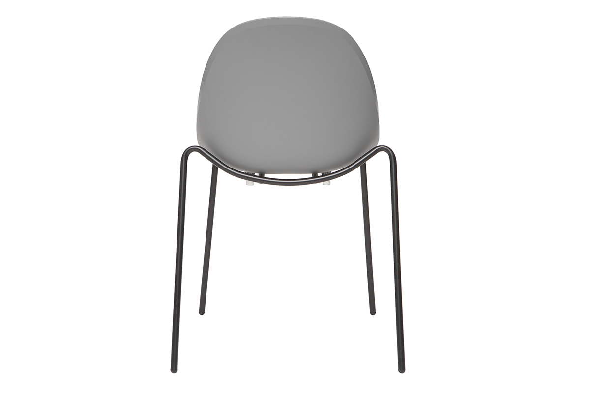 Gruppo di 2 sedie impilabili design grigie piedi metallo CONCHA