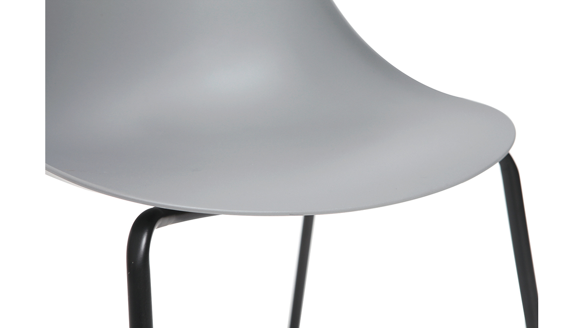 Gruppo di 2 sedie impilabili design grigie piedi metallo CONCHA