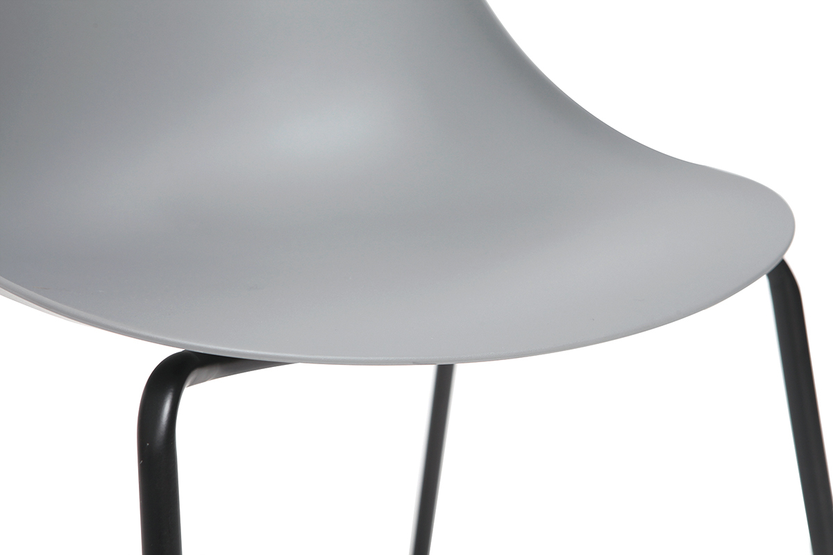 Gruppo di 2 sedie impilabili design grigie piedi metallo CONCHA