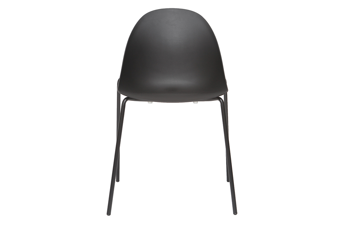Gruppo di 2 sedie impilabili design nere piedi metallo CONCHA