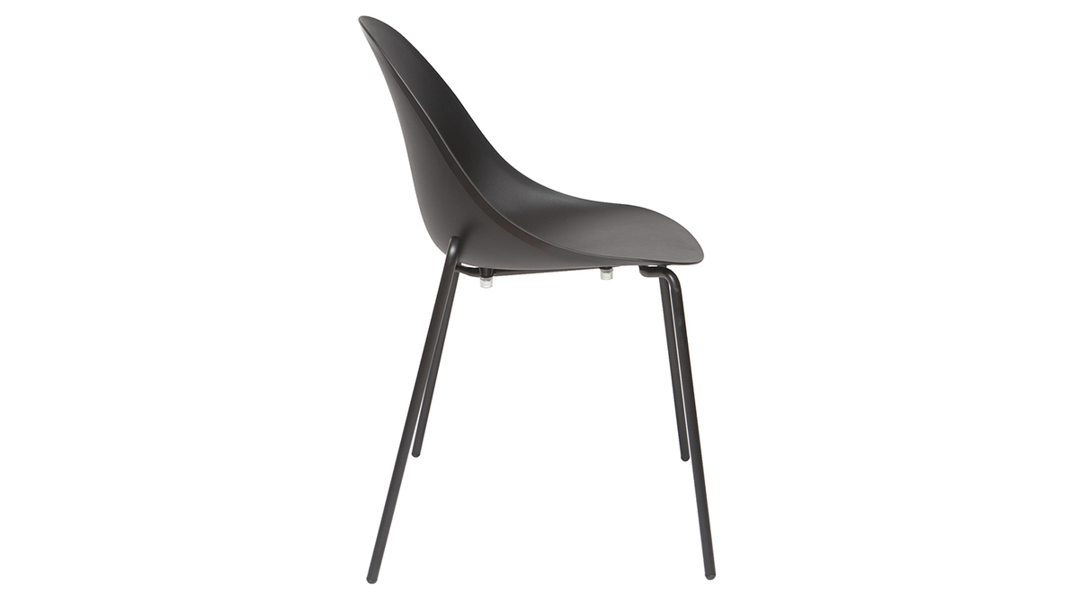 Gruppo di 2 sedie impilabili design nere piedi metallo CONCHA