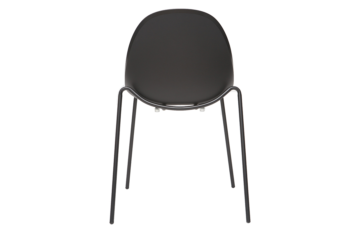 Gruppo di 2 sedie impilabili design nere piedi metallo CONCHA
