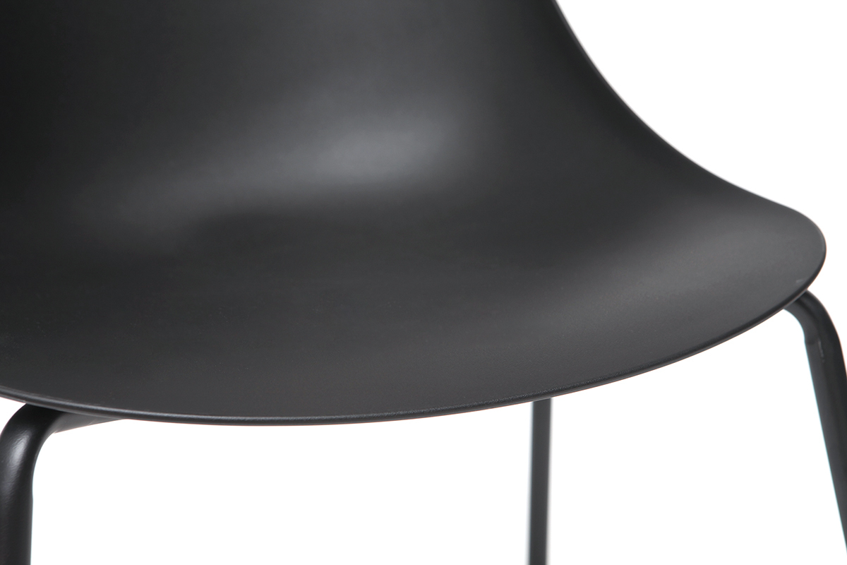 Gruppo di 2 sedie impilabili design nere piedi metallo CONCHA