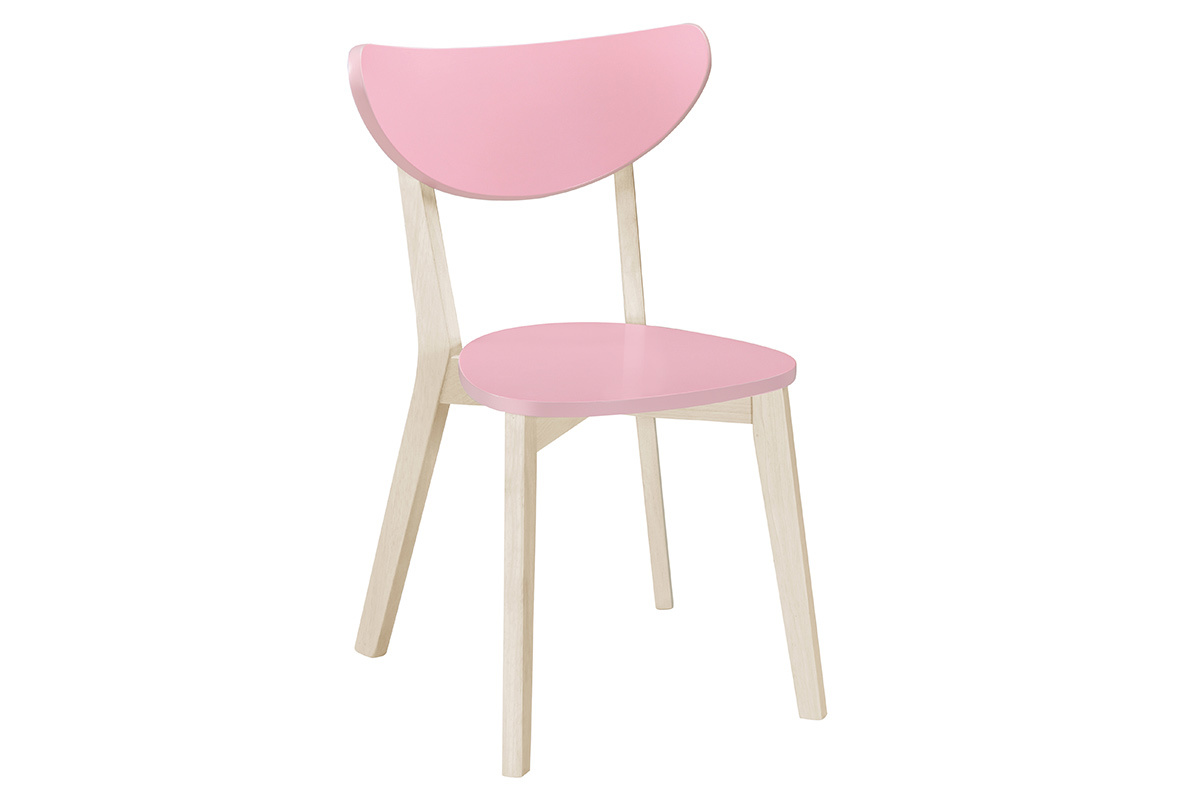 Gruppo di 2 sedie rosa e legno chiaro LEENA