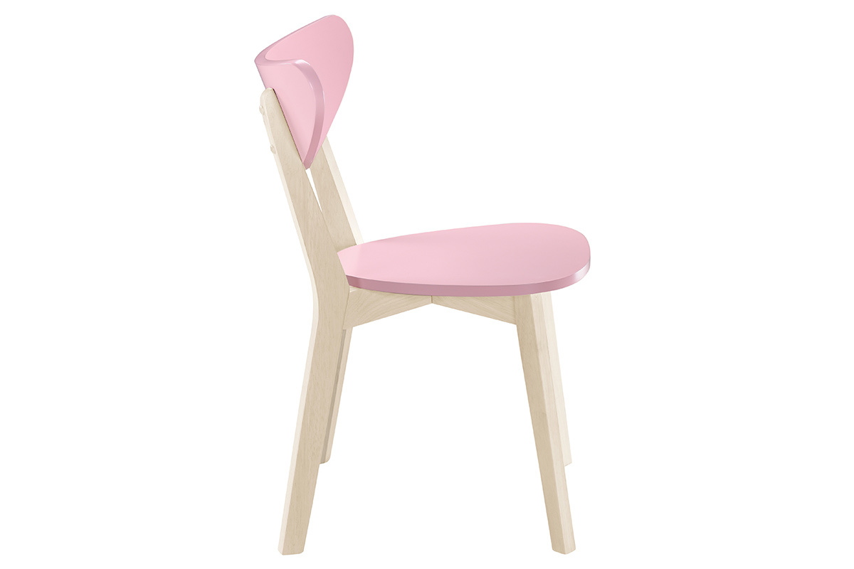 Gruppo di 2 sedie rosa e legno chiaro LEENA