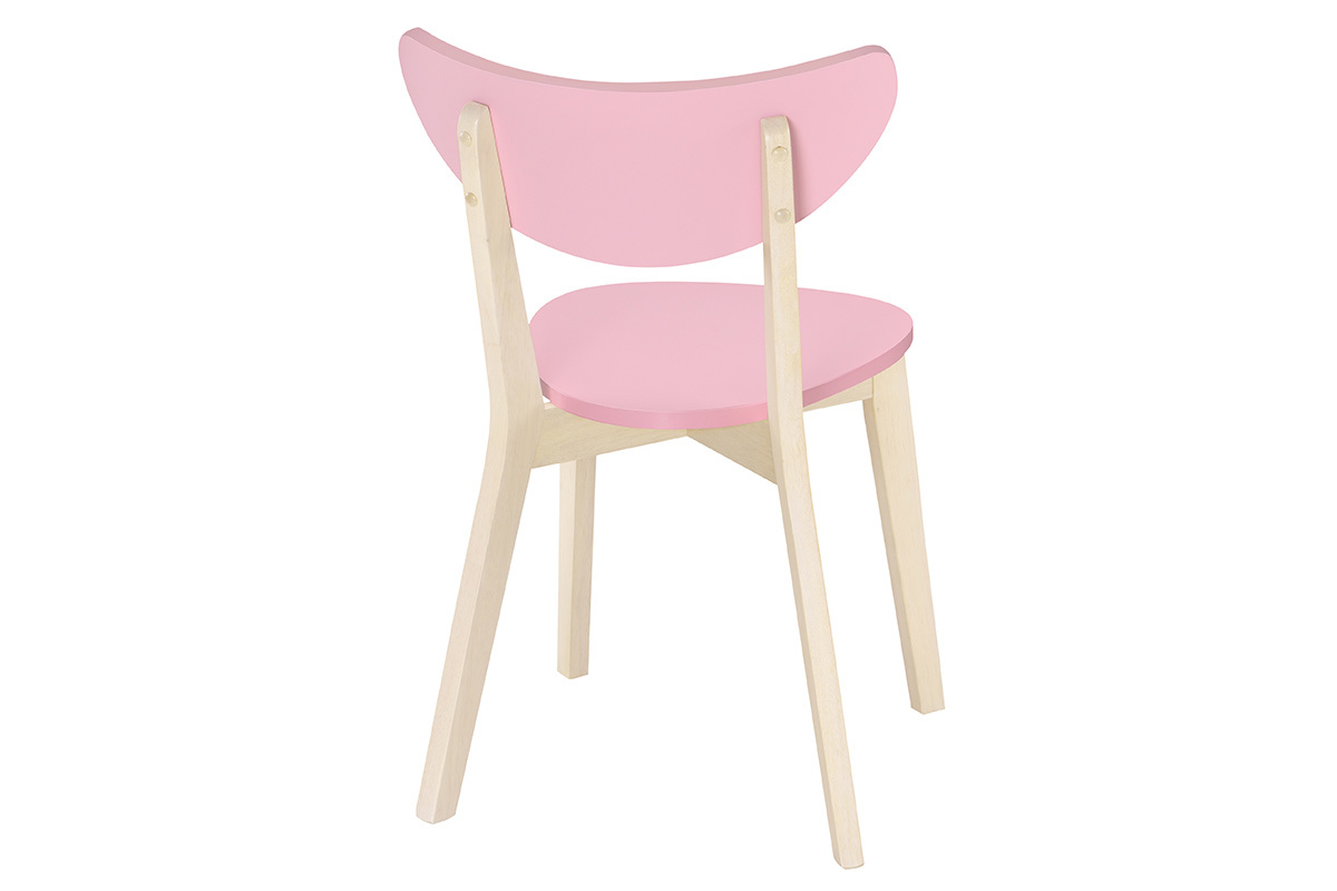 Gruppo di 2 sedie rosa e legno chiaro LEENA