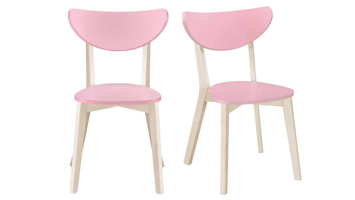 Gruppo di 2 sedie rosa e legno chiaro LEENA