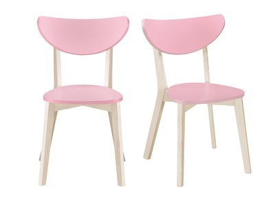 Gruppo di 2 sedie rosa e legno chiaro LEENA - Gruppo di 2 sedie rosa e legno chiaro LEENA