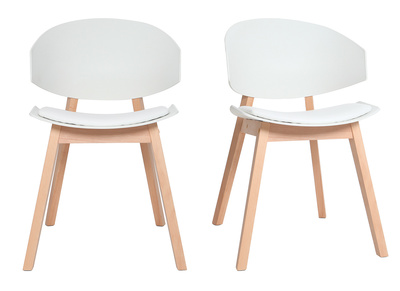 Gruppo di 2 sedie scandinave bianche e legno chiaro BLOEM - Gruppo di 2 sedie scandinave bianche e legno chiaro BLOEM
