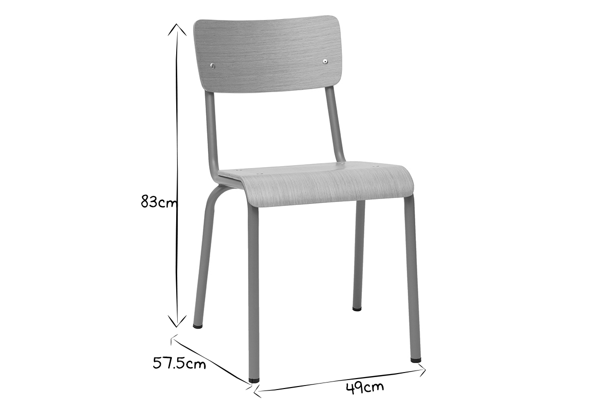 Gruppo di 2 sedie scolastiche impilabili in metallo nero e legno chiaro SCHOOL