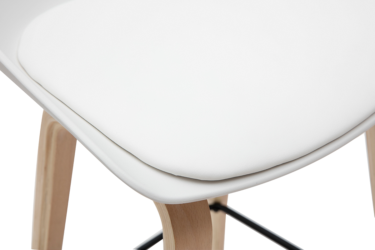 Gruppo di 2 sgabelli da bar bianchi e piedi in legno 65 cm LINO