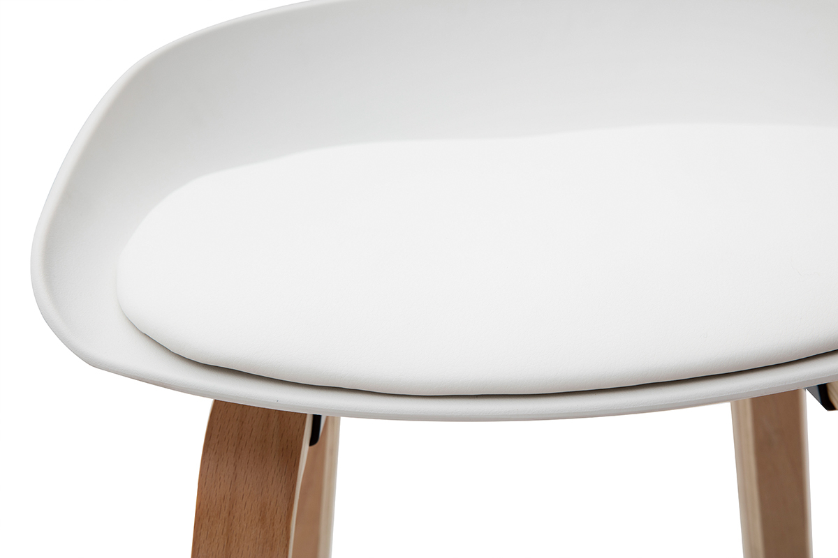 Gruppo di 2 sgabelli da bar bianchi e piedi legno 75 cm LINO