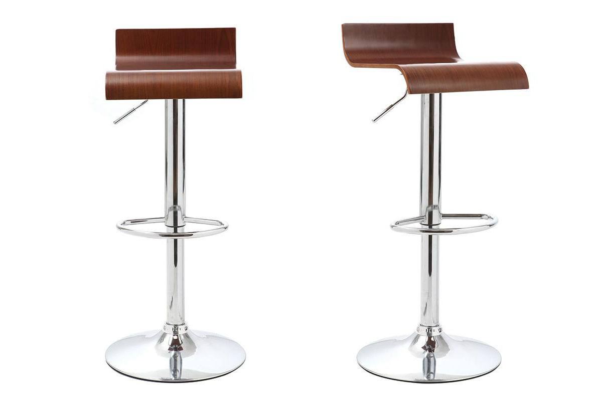 Gruppo di 2 sgabelli da bar / cucina design legno color noce SURF V2