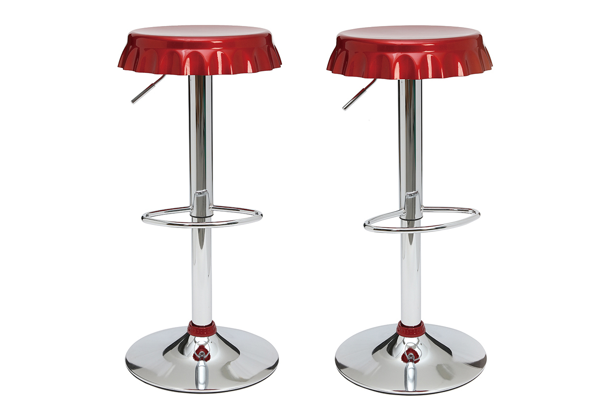 Gruppo di 2 sgabelli da bar/ cucina regolabili NEW CAPSULE - colore vinaccia