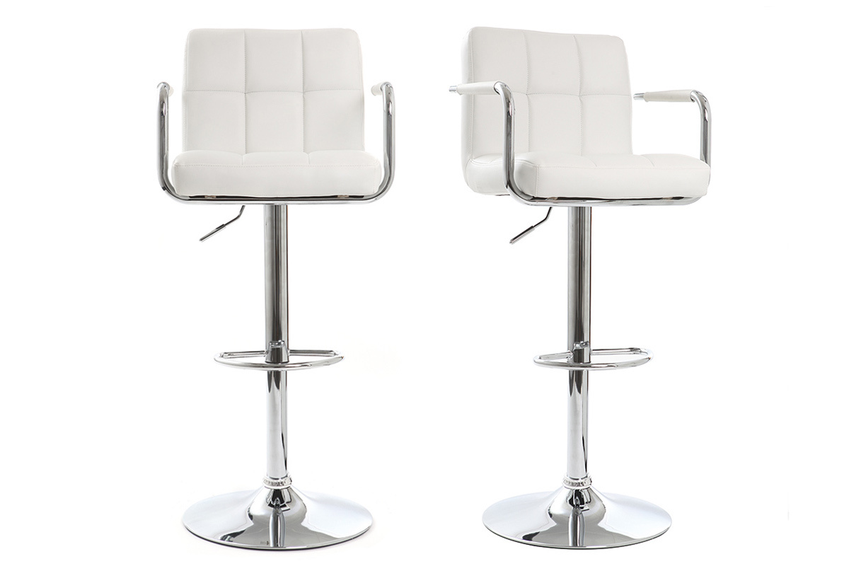 Gruppo di 2 sgabelli da bar design bianchi WILLORD 