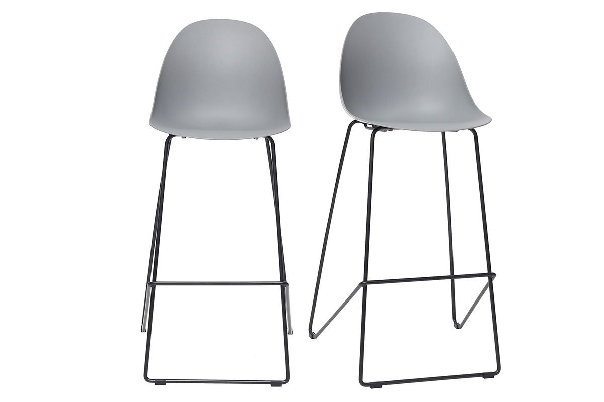 Gruppo di 2 sgabelli da bar design grigi 77 cm CONCHA
