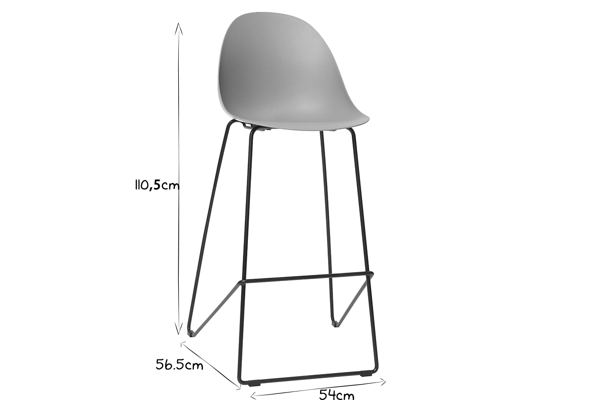 Gruppo di 2 sgabelli da bar design grigi 77 cm CONCHA