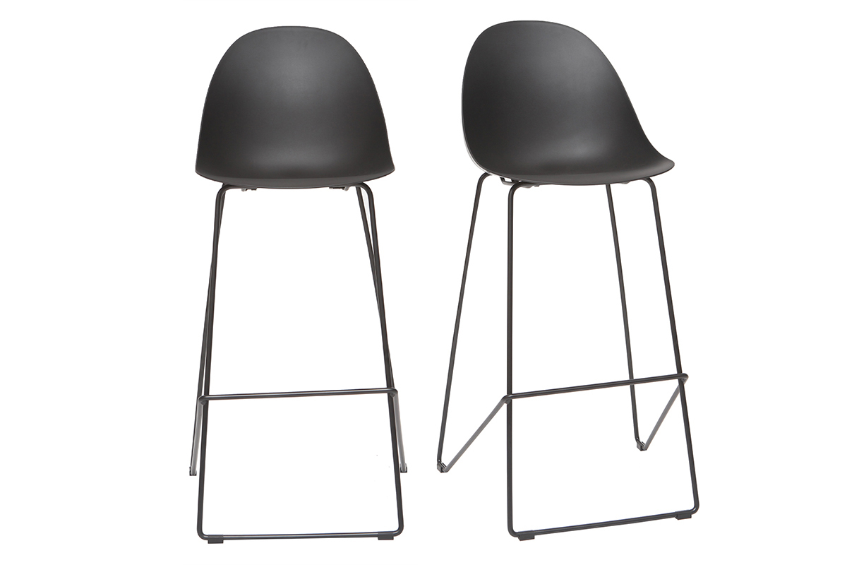 Gruppo di 2 sgabelli da bar design neri 77 cm CONCHA