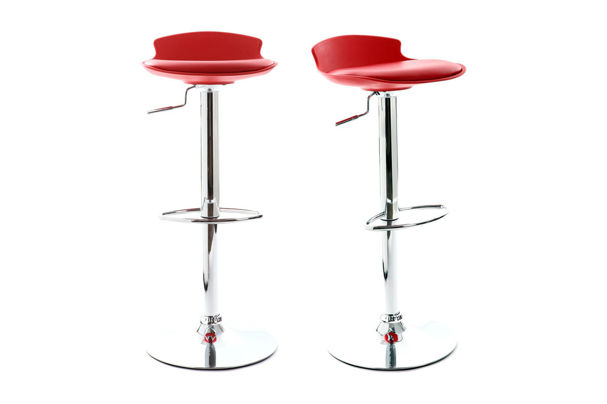 Gruppo di 2 sgabelli da bar design rossi NOVA