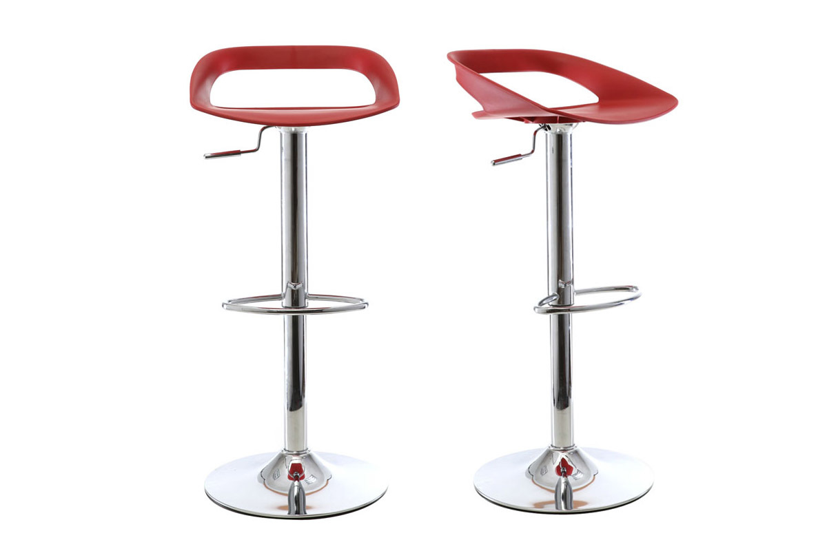 Gruppo di 2 sgabelli da bar design rossi PHENIX