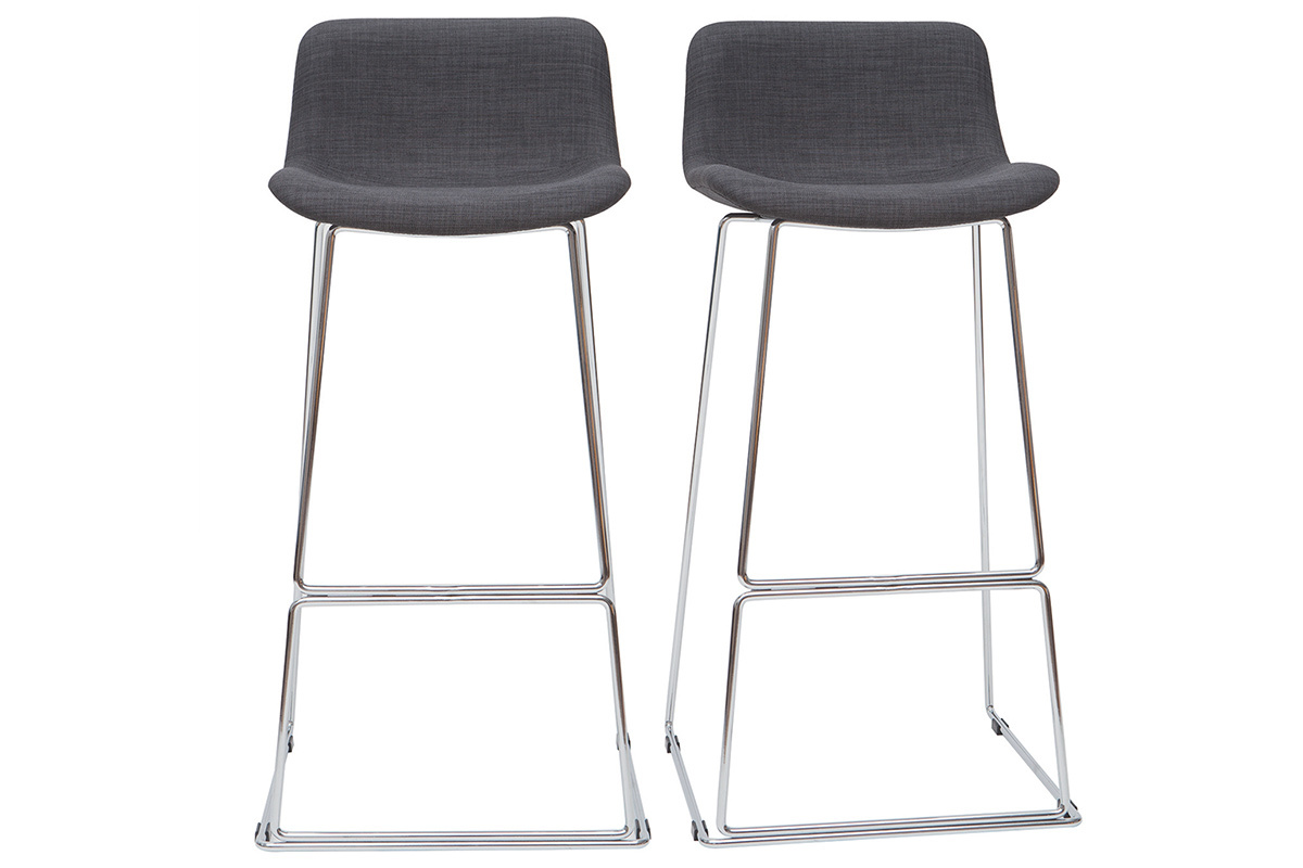 Gruppo di 2 sgabelli da bar tessuto grigio 75 cm PALIKAO