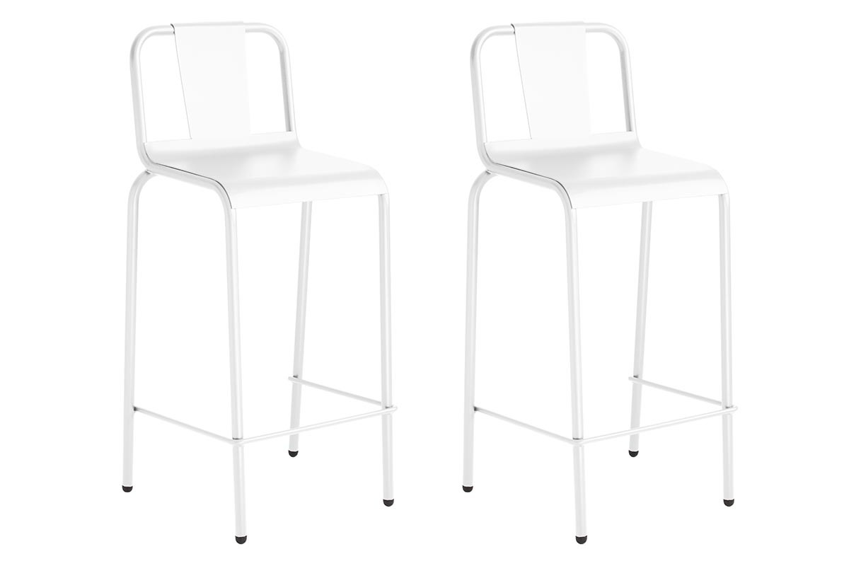 Gruppo di 2 sgabelli da giardino alluminio bianco 76cm RHODES