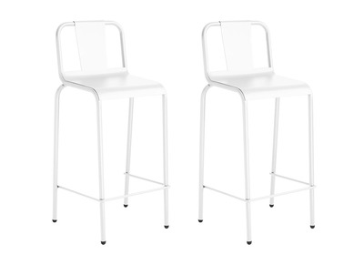Gruppo di 2 sgabelli da giardino alluminio bianco 76cm RHODES