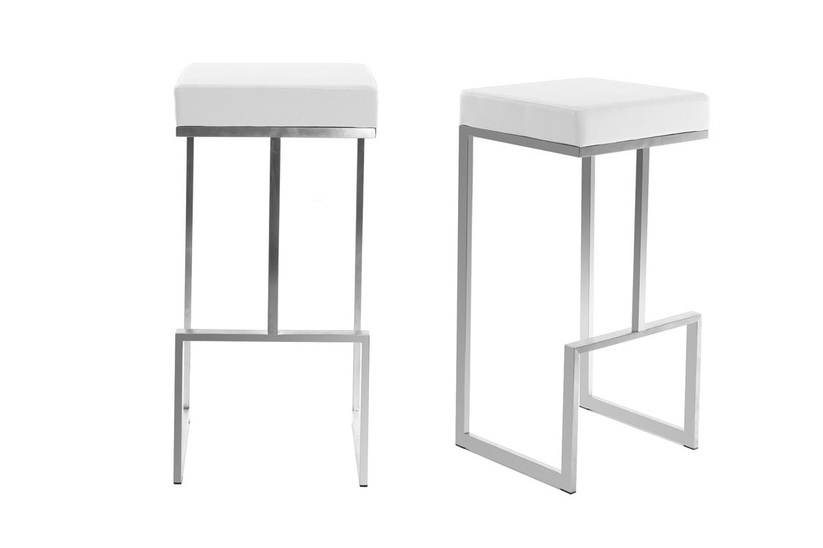 Gruppo di 2 sgabelli design bianchi Omicron
