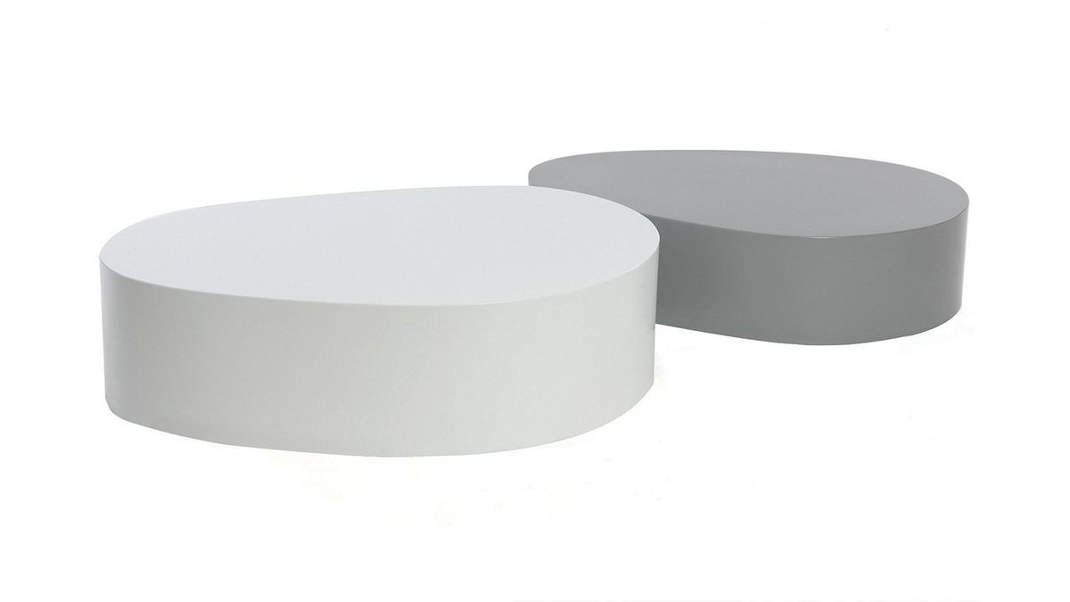 Gruppo di 2 tavolini bianco e grigio opaco CAMILLE