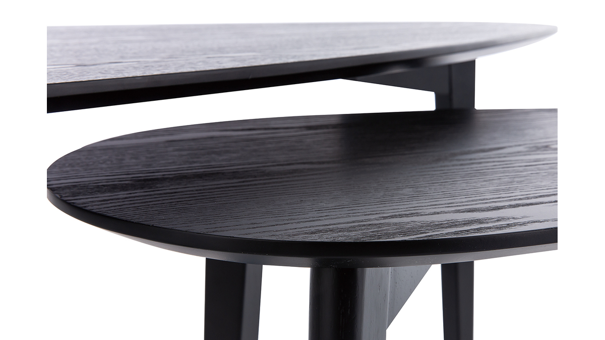 Gruppo di 2 tavolini scandinavi frassino nero ARTIK
