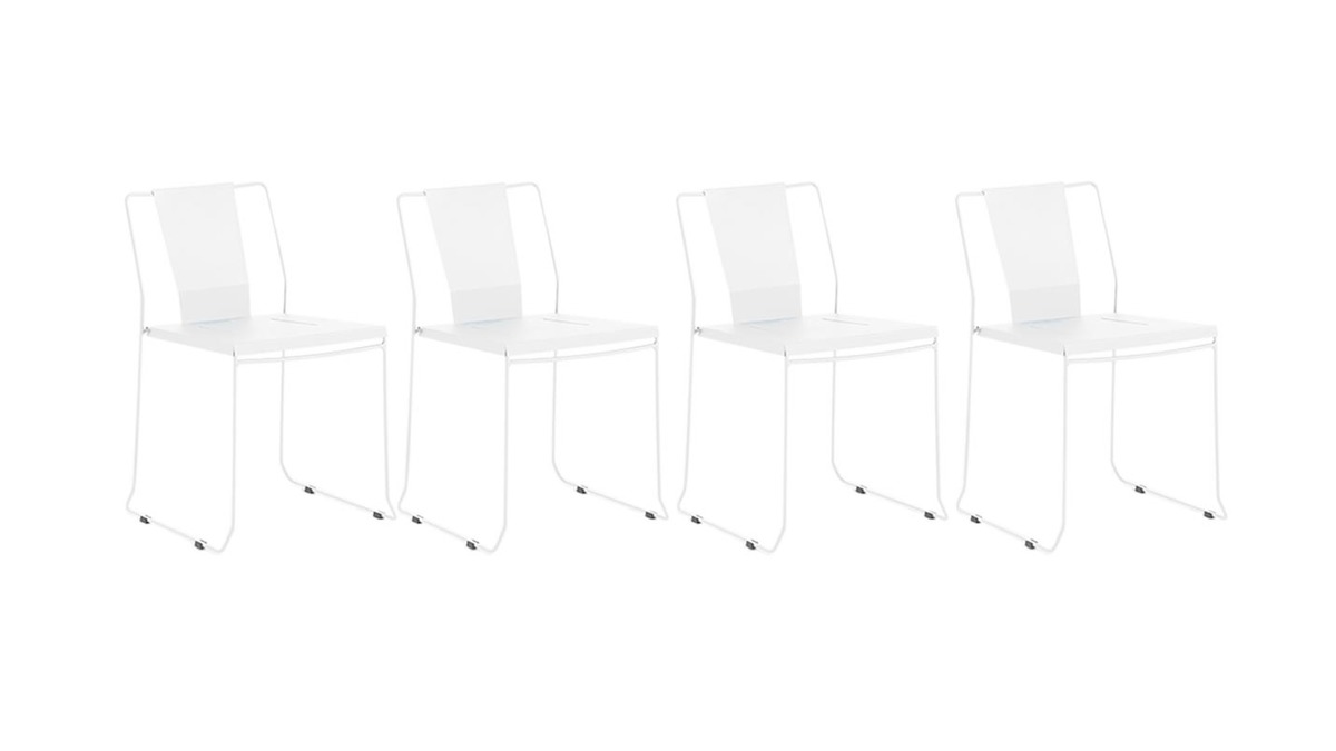 Gruppo di 4 sedie da giardino design metallo bianco TENERIFE