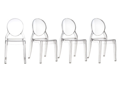 Gruppo di 4 sedie design medaglione trasparente LOUISON - Gruppo di 4 sedie design medaglione trasparente LOUISON