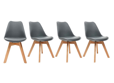 Gruppo di 4 sedie design piede legno seduta grigia PAULINE